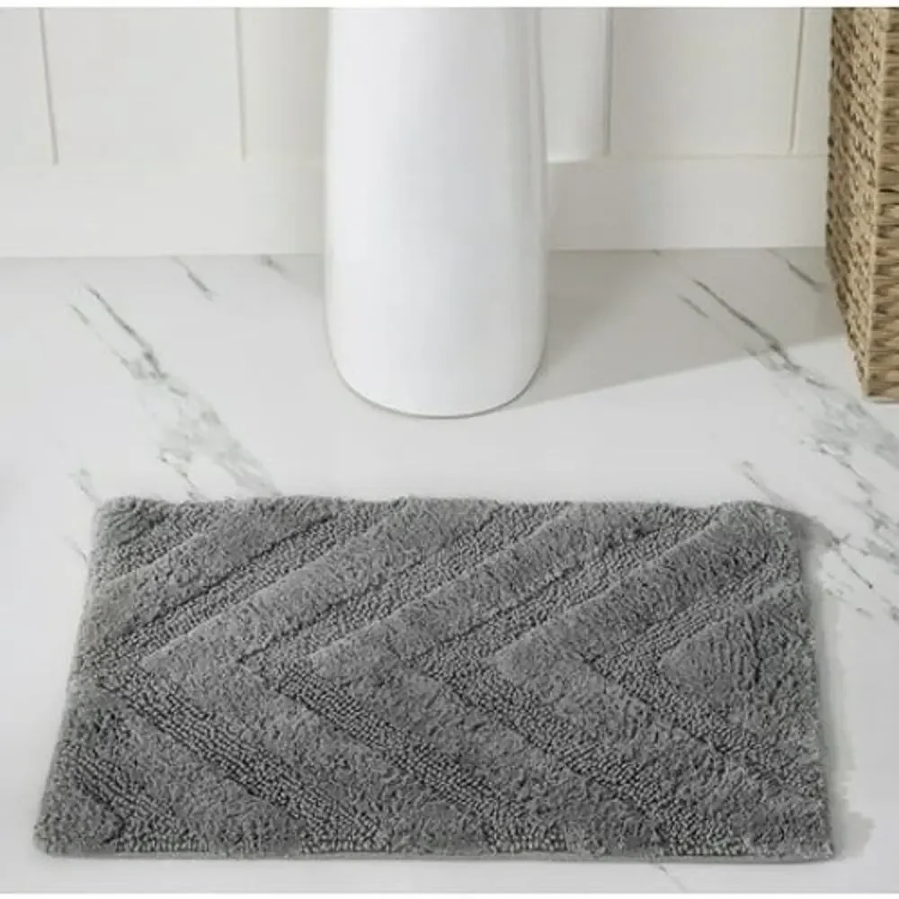 Better Trends Hugo Gray 100% Cotton Rectangle Bath Rug 17x24 Soft Absorbent